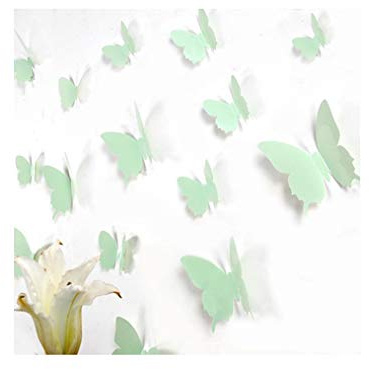 Ambiance-Live Kit de 12 Adhesivos de Mariposas 3D, Color Menta