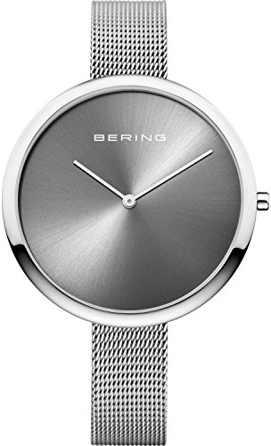 Bering Damen Quarz Uhr | Armbanduhr 40 mm Edelstahlgehäuse und Sunray Zifferblatt | Milanaisearmband | Saphierglas | 3 ATM | 12240