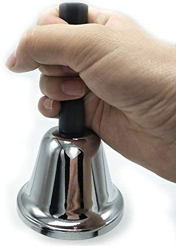 OFKPO Cloche de Table, Sonnette Clochette Main d'or en Acier Inoxydable à la Main Argenté, Argent