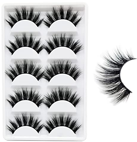 Veleasha Lashes 5D Faux Mink Lashes 100% Handmade Luxurious Fake Eyelashes Lightweight Fluffy False Eyelashes 5 Pairs Pack (Dubai)
