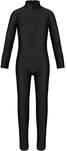 CHICTRY Ragazza Body da Ginnastica Danza Classica Tuta Sportiva Intera Leotard Balletto Bambina Bodysuit Aderente Jumpsuit per Allenamento Performance Nero 8-10 Anni