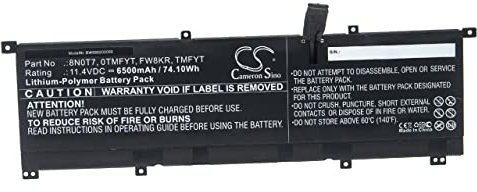 vhbw Batería Recargable Compatible con DELL XPS 15 2-in-1, 15 9575, 15-9575, 15-9575-D1605TS Notebook (6500 mAh, 11,4 V, polímero de Litio)