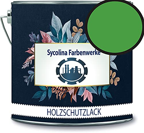 Holzschutzlack Holzlack Holzlasur wetterbeständiger Langzeitschutz Wetterschutzfarbe Holzschutzfarbe RAL 6018 Gelbgrün // Sycolina Farbenwerke