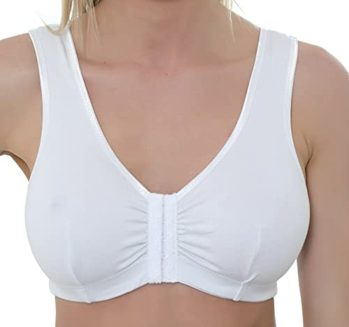 Front Fastening Bras for Women UK Non Wired Cotton Post Surgery Bra B-DD
