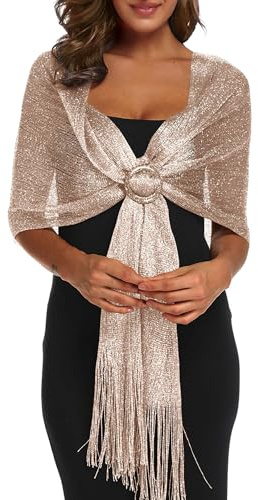 Rheane Chales y estolas para vestidos de noche, chales para mujer con hebilla para vestidos de fiesta, de noche y de bodas, Large
