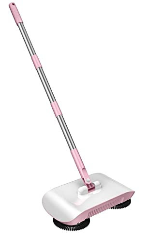 Spazzatrice a spinta manuale Scopa Scopa per tappeti Robot Aspirapolvere Detergente per scrivania Spazzatrice automatica (Color : Pink)