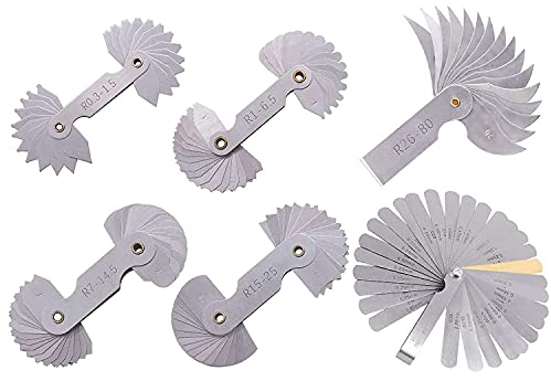 Lodokdre Radius-Messgerät Edelstahl mit Fühlerlehre, Set mit Bogenradius-Filet-Messgerät und 0,04–0,88 mm Raummesswerkzeug, 6 Stück