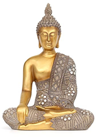 Buddha Statue for Home Decor Gold 10.4”-Buddha Statues for Zen Decor - Spiritual Décor-Buddha Decor for Living Room-Buda – Budda – Indoor Buddha Gift for Relaxation, Meditation or Shrine