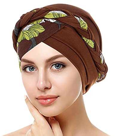 Turban élégant pour femme avec fleur - Bandeau élastique - Hijab - Bonnet pour chimiothérapie - Coiffe islamique - Accessoire pour cheveux - Kappe pour musulmane - Couvre-chef pour chimiothérapie