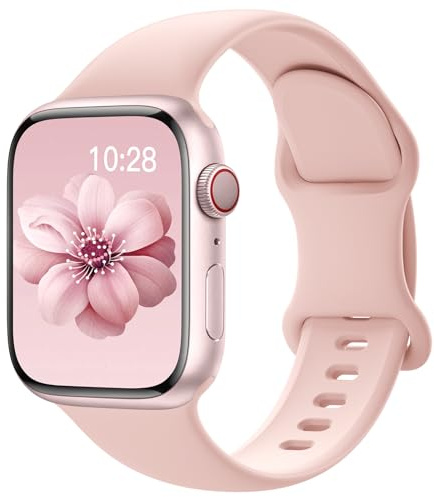 Yoohoo Silicone Band Compatible with Apple Watch Straps 44mm 45mm 46mm 49mm | Sport Strap for Women Men, Soft and Breathable, Replacement Bands for iWatch Series 11 10 9 8 7 6 5 4 3 2 1 SE Ultra,Pink