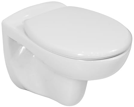 LAVITA Wand-WC Arctic Hänge Toilette Toilettendeckel mit Absenkautomatik & Metallscharniere Toiletten Spülrandlos Hängend wc sitz Toilettenbecken 350x535x535 mm Weißer Glanz