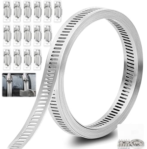 GIAK Edelstahl Schlauchschellen Set 5 m Band 15 Verbindungselemente