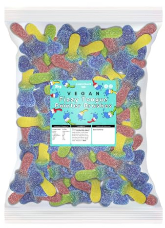 Candycrave - Vegan Fizzy Tongue Painter Brushes 2 Kg Bulk Bag | Mixed Fruit Flavour | Fizzy Coating | Tongue Colouring Fun