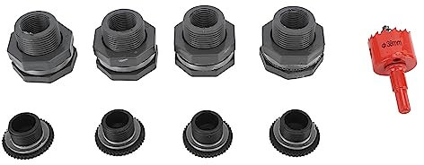 DADEA Kit Deviatore per Barile di Pioggia, Kit di Montaggio per Paratia per Barile di Pioggia All'aperto con Tappi Sega a Tazza Kit Connettore per Rubinetto in PVC per Barili di Pioggia Serbatoi D'acq