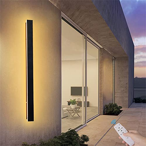 LED Außen Garten Wandleuchten mit Fernbedienung Dimmbar Aussen Innen Wandlampen Schwarze 2700K-6500K, Up Down Langer Streifen Garage Patio Terrasse Wandbeleuchtung IP65 Wasserdichte (200cm 96W)