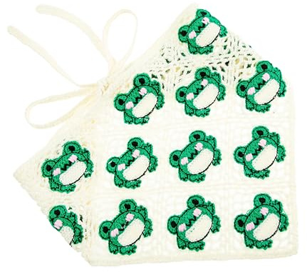 OSOPLAY Handmade Crochet Triangle Bandana with Cute Animal Patterns Elegant Adorable Kerchief (Frog)