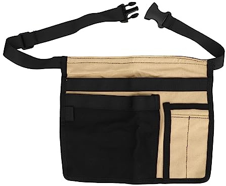 Pwshymi Arbeitsschürze für Gartengeräte, Langlebig, Verstellbar, Gürteltasche für Gartengeräte, Mehrere Taschen, Verschleißfestes Oxford-Tuch für Bleistifte (Khaki und Schwarz)