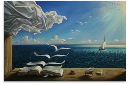 HBEOOP Salvador Dali berühmte Farbe (Wellenbuch), Druck, Poster, Kunstwerke, Bilddruck, Wandkunst, Gemälde, Leinwand, Geschenk, Dekoration, Zuhause, dekorativ, 50 x 75 cm