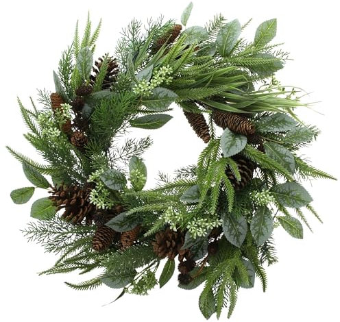 FRANK FLECHTWAREN Kranz Greenery, großer Reißig Kranz, Metallrahmen, Naturzapfen, Kunststoff Maße: ca. Ø 60 cm, Innen-Ø 16 cm, echter Blickfang,