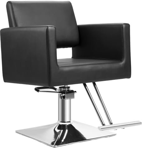 Tdfersasdw Friseurstuhl mit Hochleistungs-Hydraulikpumpe, Verstellbarer Salonstuhl für Friseure, Friseurstuhl für Barbershop,Schwarz