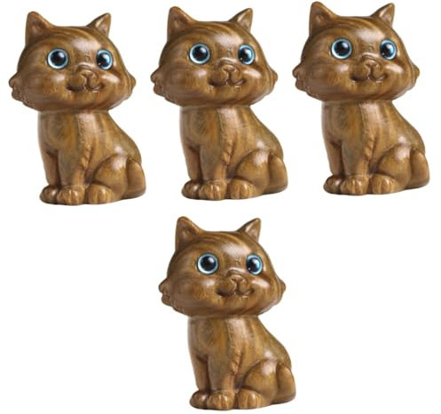 Cabilock 4 Stück Ornamente Schreibtischdekoration Desktop Ornament Katzenfigur Kleines Terrarium Verawood Katzenzubehör Katzenstatue Teehaustier Ornament Katze Tierskulptur Bürodekoration