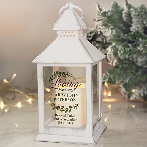 Custom Personalised in Loving Memory White Lantern - Memorial, LED