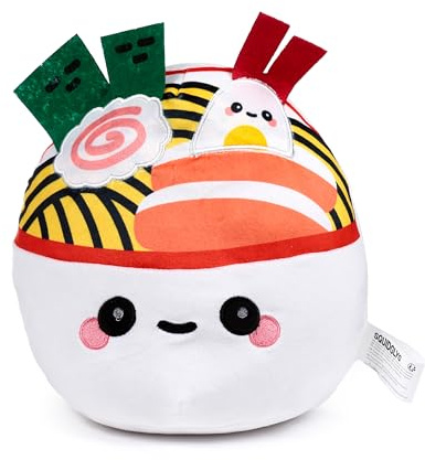 Puckator Cojín de Peluche Muy Suave – Nori el Cuenco de Ramen Kawaii – Foodiemals Squidglys