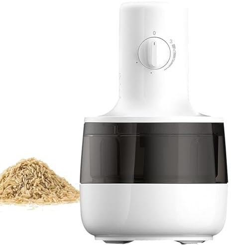 KHZKHC Household Rice Milling Machine, Electric Grain Mill Rice Polishing Peeling, Automatic Rice Sheller Machine, 2 Cups About 320ml, 7th Gear, For Grind Brown Rice Into Germ Rice