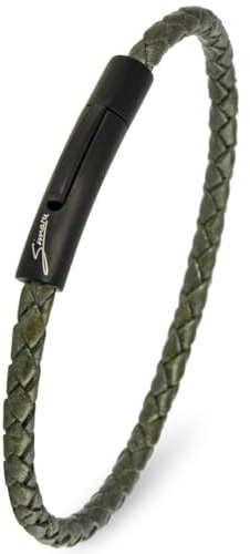 Simaru Lederarmband, 4mm geflochten für Frauen & Männer, Echtleder-Armband mit Edelstahl Hakenverschluss, Premium-Qualität Made in Germany