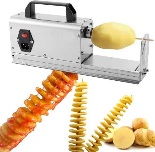 Cortador EléCtrico De Patatas Tornado: Cortador De Patatas En Espiral: MáQuina Para Cortar Verduras Torcidas De Acero Inoxidable, Con 3 Tipos De Cuchillas, Para Uso Comercial DoméStico,110V