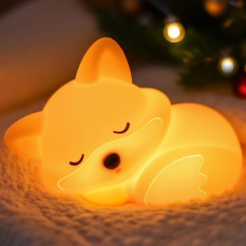 Fuchs Lampe,Niedliches Fox Nachtlicht,Dimmbares Silikon Tier Kinderzimmer Nachtlicht Nachttisch Lampe,Fuchs Geschenke für Kinder Jungen Mädchen Schlafzimmer Dekoration,LED Room Lighting (Color11)