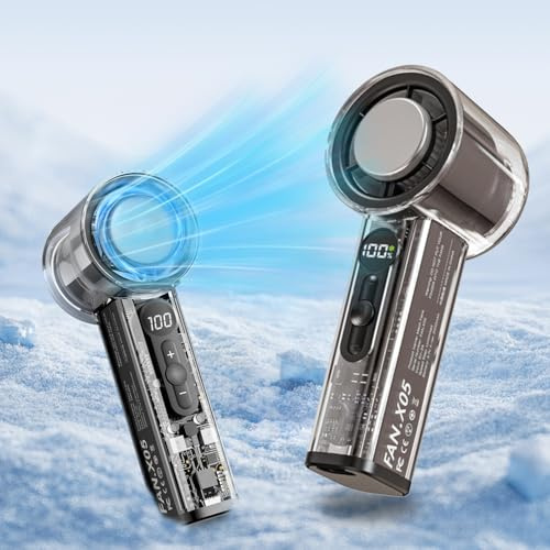7JI Halbleiterkühlung mit Handventilator,Eiskühlung Taschen-Ventilator,USB Ventilator mit Wiederaufladbare Batterie,100 Windgeschwindigkeiten Einstellbar,Handheld Fan für Reisen,Outdoor und Camping