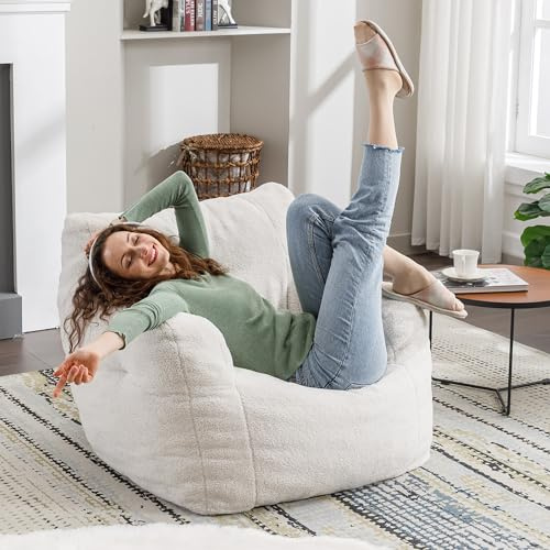 ANEC Sitzsack Sofa XXL aus Teddy-Stoff – Weicher Bean Bag Sessel für Wohnzimmer & Schlafzimmer – Bequemer Kuschelsessel für Erwachsene – Ergonomisch, pflegeleicht & ohne Montage
