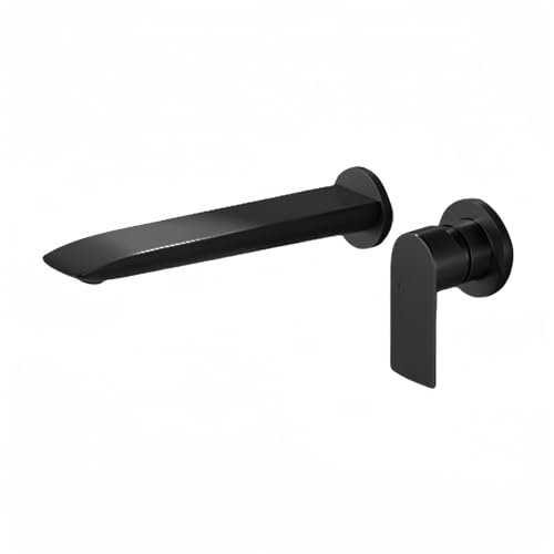 Concealed Faucet Black Split Wall-Mounted Basin with Copper Concealed Faucet (Black)