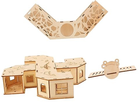 SEWOART Labirinto Divertimento a Criceti con Tunnel e Legno Giocattolo Stili multipli Set Bunker Resistente Morsi e Graffi, Relax Animali Domestici