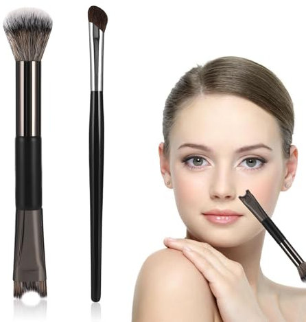 Pennello per il contorno del naso a forma di U, pennello per il trucco a doppia estremità 2 in 1, pennello angolato multifunzione, set di pennelli per ombretto per il naso