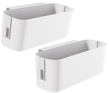 Ruikcoll 2 Stücke Weiß Bett Organizer zum Einhängen, Hängekörbe mit 2 Abnehmbarer Haken, Robuste Nachttisch Caddy,Wohnheim, für Familie Büro