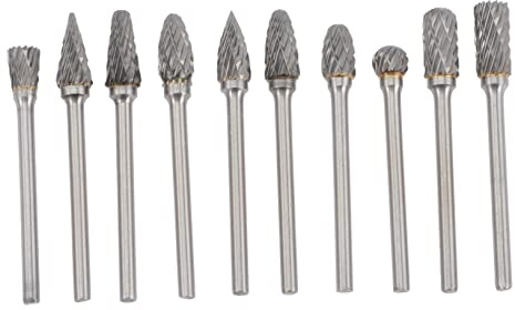 SHINEOFI 10 pièces Fraiseuse Rotative Tungstène Lot de Accessoires de Meulage et Sculpture pour Outils Rotatifs Compatible avec Meuleuses et Outils de Bricolage