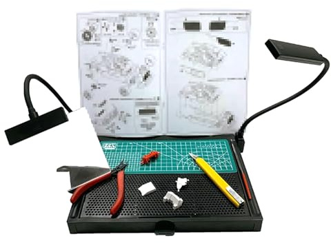 Cutting and Assembly Workbench with Drawer,Portable Workbench,Model Kit Tool Building, Model Kit Tools with LED Lights