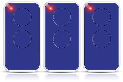 Era Inti 433,92 MHz Universal-Tor-Fernbedienung, 3 Stück, 2-K-Fernbedienung, kompatibel mit Toröffner und Garage, Blau