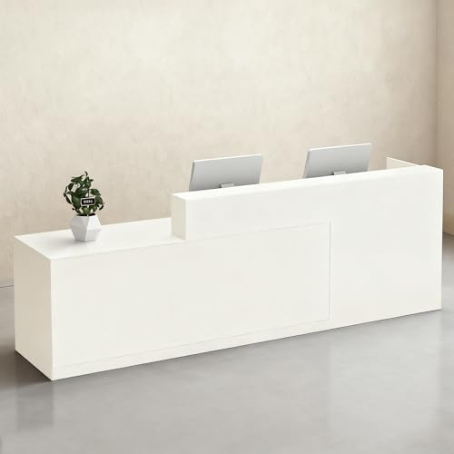 CCUKTFN Bancone Reception Moderno con Spazio di Archiviazione, Scrivania Reception da 100–240 cm con Cassetto e Ripiani, Ideale per Uffici, Saloni, Hall e Negozi