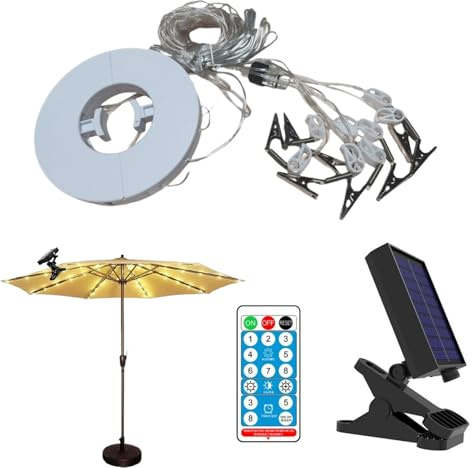 Umbrella Lights Outdoor Patio - Solar Lights for Umbrella Outdoor Patio | 8 Modes Ambient Lighting Party Decorations for Parasol Deck Yard Pool Beach Camping Tents Canopy Garden