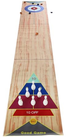 Gioco di curling 3 in 1, 3,6 x 0,57 m, curling e shuffleboard Table Top Game, Bowling Shuffleboard, gioco da tavolo con 8 shuffleboard, per 1-8 casa e ufficio