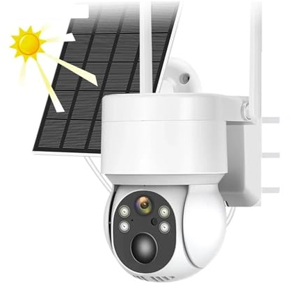 GUYSGNX Caméras de sécurité, Caméra Solaire détection Humaine Panneau Recharge Batterie caméra IP Couleur Vision Nocturne caméras de sécurité vidéo CCTV extérieures pour Usage extérieur(32GB Card)