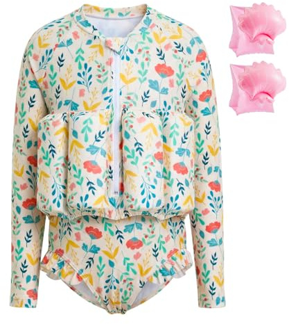 Summshall Badeanzug Baby Mädchen mit Floatation Kleinkind Schwimmtraining Hilfe Schwimmende Badeanzug Langarm EIN Stück Schwimmern Badeanzüge