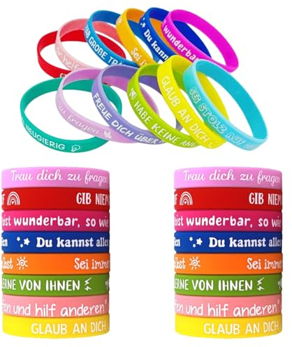 36 Stück Motivationsarmbänder Kinder Set, Mit Positiven Sprüchen Armbänder Kinders Geschenke, Kleine Geschenke Für Kinder, Einschulung Geschenk, Jungen Mädchen Motivationsgeschenke Schultüte Füllung