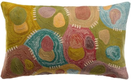 Coussin brodé en coton, déco salon et chambre, multicolore, 30x50 cm