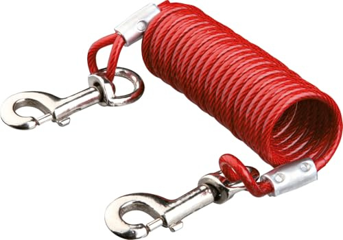 Trixie 22945 Hofleine mit Spiralkabel, 5 m, rot