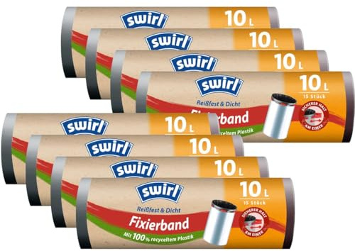 8x Swirl Fixierband Müllbeutel 10L (15 stk./Rolle)