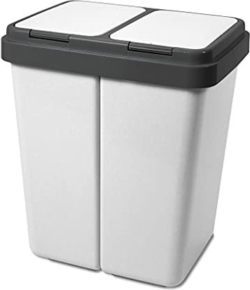 Alpfa Müllbehälter 2 x 30 Liter Duo Bin Grau Granit Made In Europe Inkl. 2 Ersatzfedern